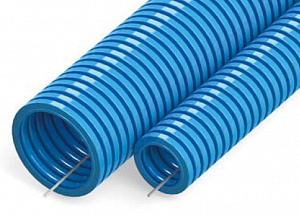 Труба ПП тяжёлая не распространяющая горение синяя с зондом D=20 Труба ПП тяжёлая не распространяющая горение синяя с зондом D=20